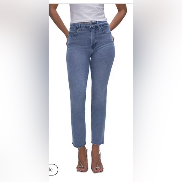GOOD AMERICAN Good Legs Distressed Straight Jeans Women's Size 8 Blue GSBP941CET - Picture 8 of 9